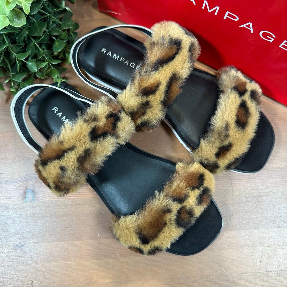 Rampage‎ Women's Avery Flatform Leopard Slingback Sandals Size 7